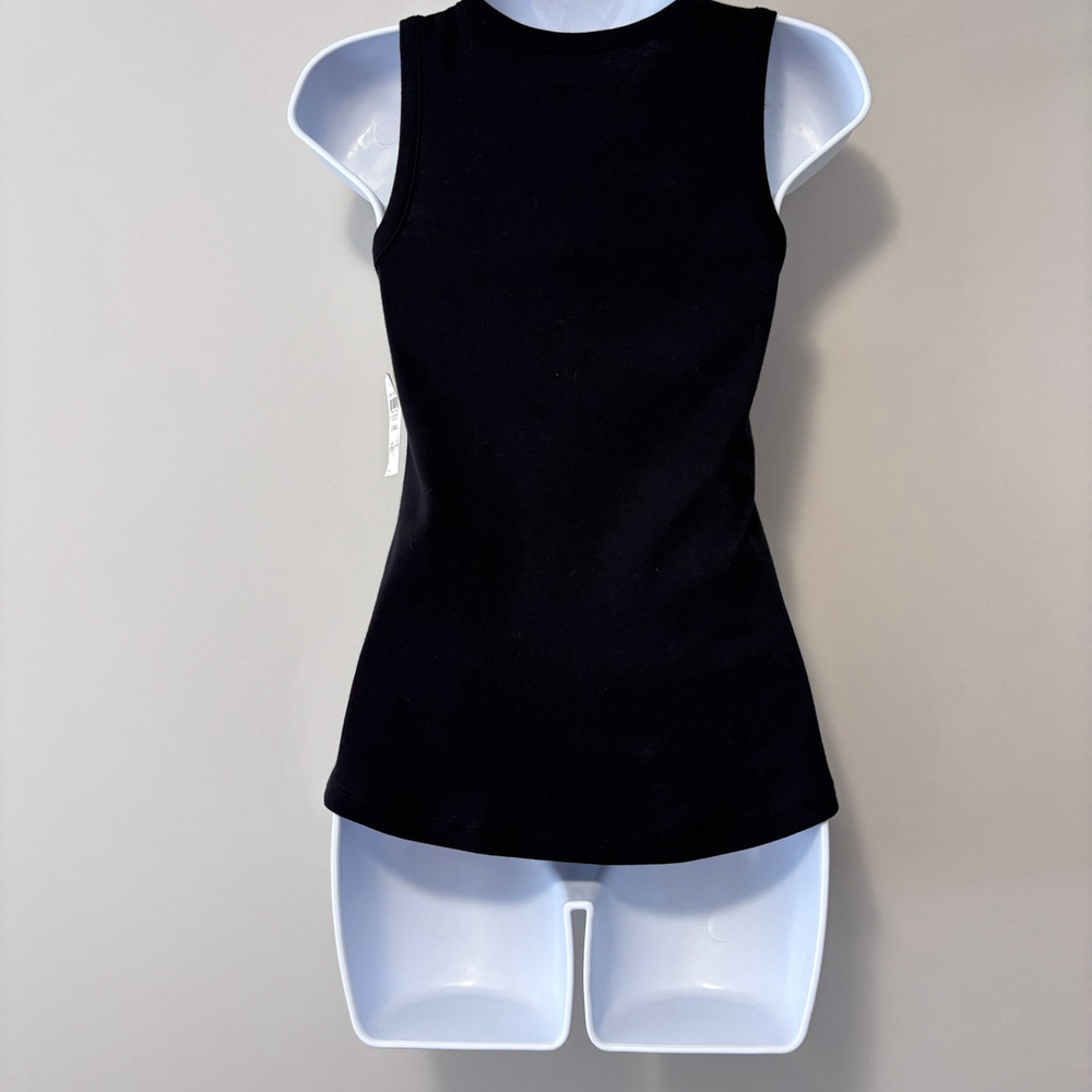 Charter Club Women's Extra Small Black 100% Cotton Scoop Neck Tank Top NWT - Picture 3 of 4